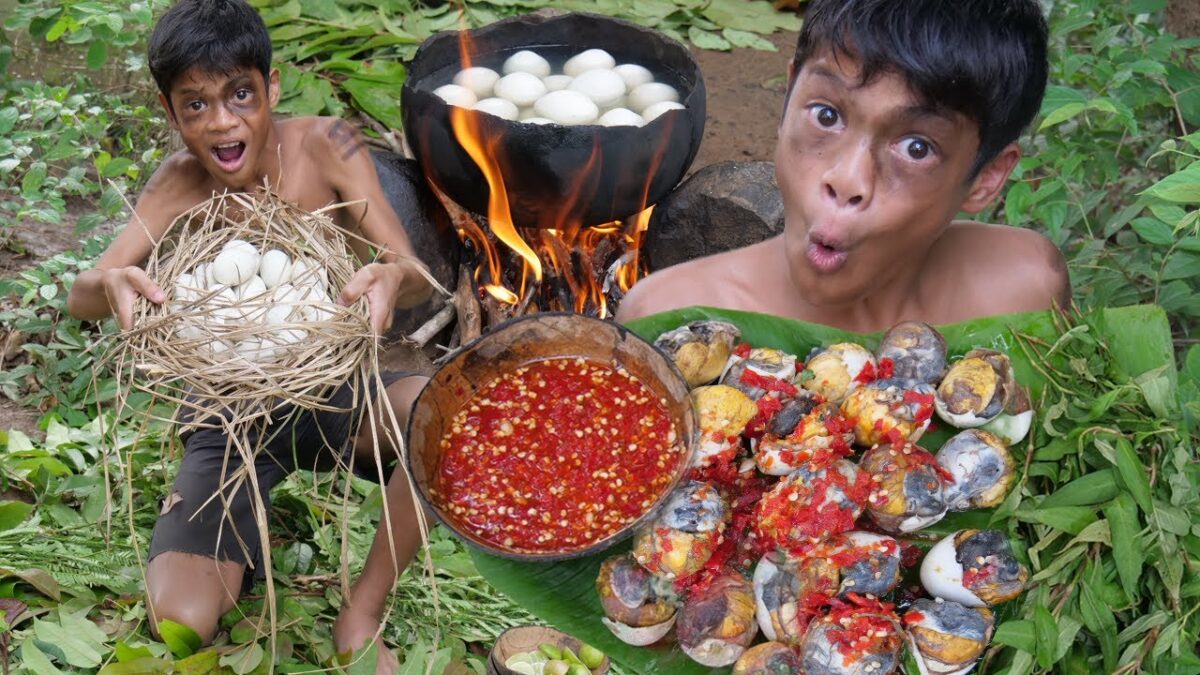 Primitive Technology – Eating Delicious – Cooking Egg Duck In Jungle For Food #181