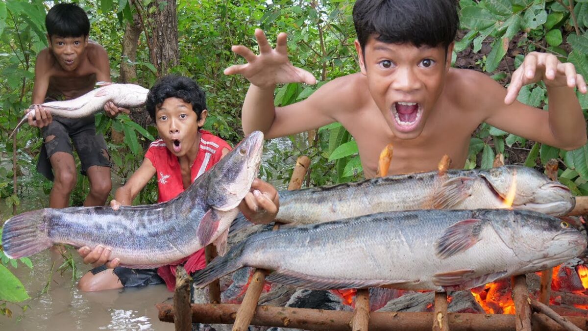 Primitive Technology – Eating Delicious In Jungle – Catching Fish In Flooded Forest Cooking #177