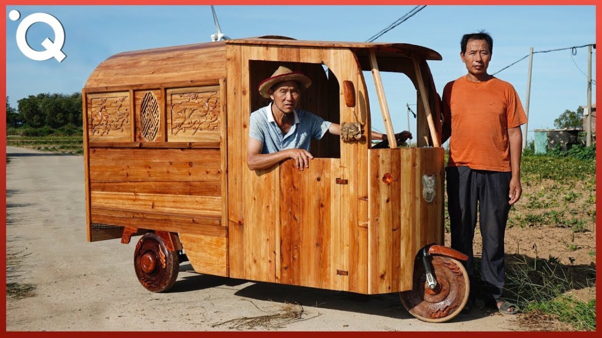 Building a FULL-WOODEN Tuk-tuk With Primitive Technology