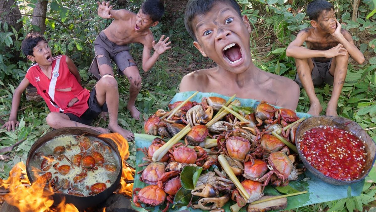 Primitive Technology – Eating Delicious – How Cook Crab For Food In Jungle #191