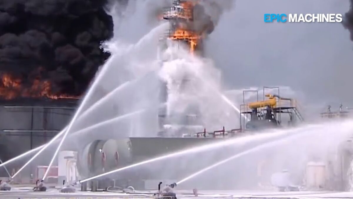 Great Fire Fighting Process I Have Never Seen, Modern Technology Fire Fighting Robot, Flash Floods