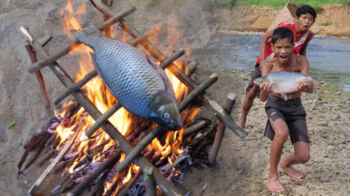 Primitive Technology – Eating Delicious In Jungle – Cook Fish For Food Dinner #192