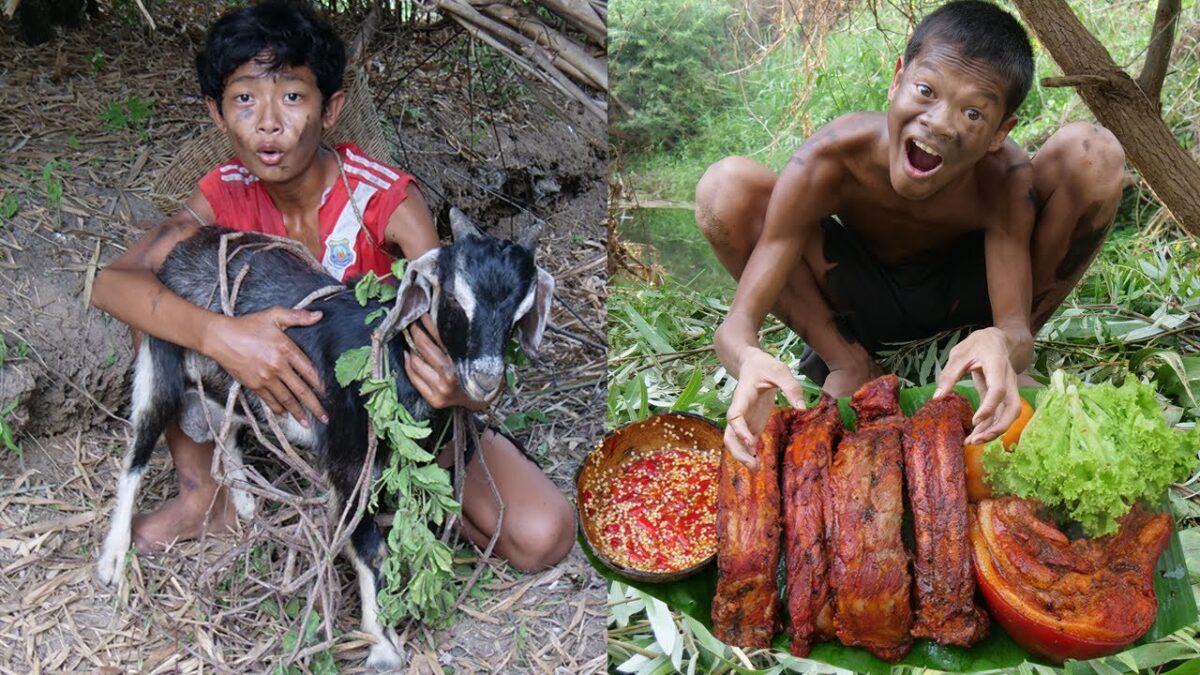 Primitive Technology – Eating Delicious In Jungle – Help The Goat #221