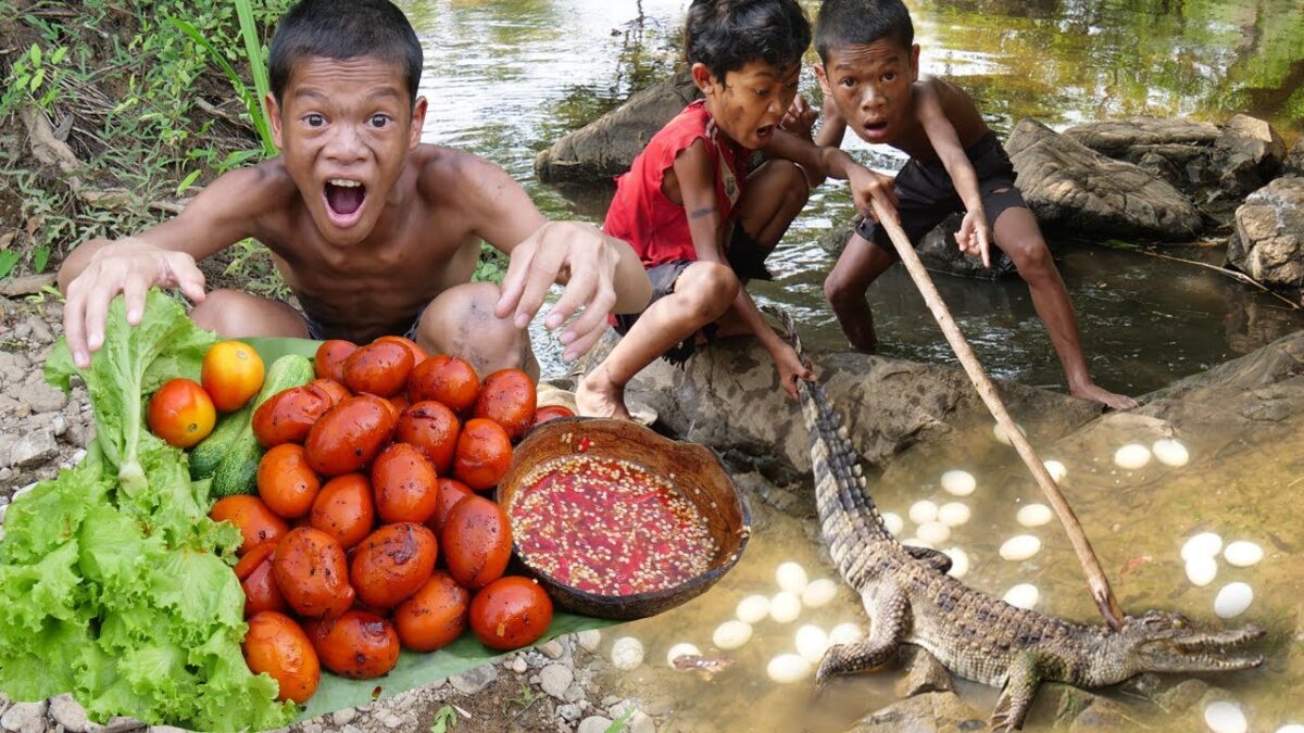 Primitive Technology – Eating Delicious In Jungle – Find Food Meet Crocodile and Cooking Egg #220